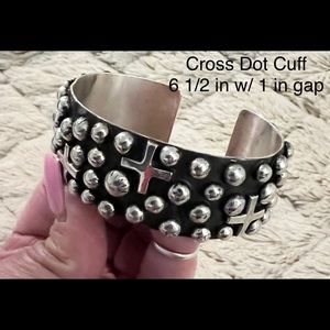 Stunning Sterling Silver Cross Dot Cuff